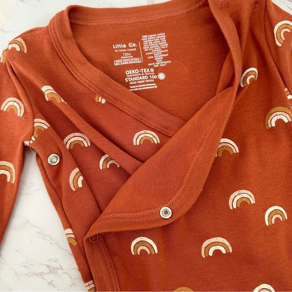 4/$25 NWT Little Co. by Lauren Conrad Rainbow Onesie Hat Set in Burnt Orange 12M